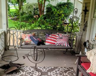 Outdoor statues and pillows