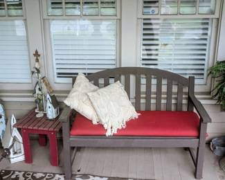 Outdoor bench and cusion , side table and outdoor decor