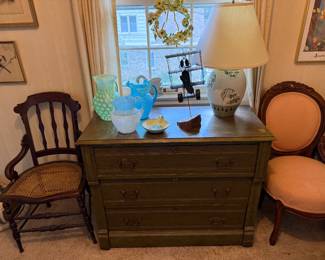 Beautiful Ceramic Lamp on Vintage Chest of Drawers and more...