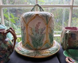 Samuel Lear Majolica Cheese Dome - Vintage - Rare