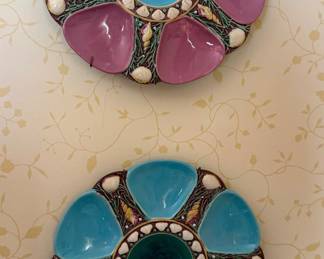 Majolica Oyster Plates - Rare Colors