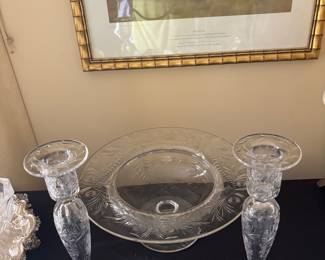 Pairpoint Crystal Bowl and Candle Holders