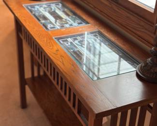 Stained glass inlay sofa table