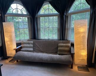 Futon , rice paper shade floor lamps
