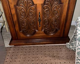 Vintage 1970s Mediterranean Cabinet End Table / Accent Commode