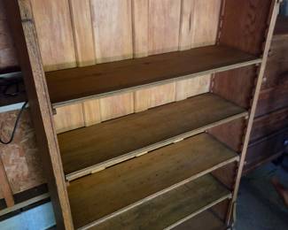 Antique Oak Bookcase with Carved Crest