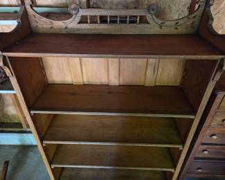 Arts & Crafts Oak Bookcase with Decorative Top