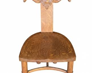 Photo 2 of 2 - Victorian Quarter-sawn Oak Green Man / Demon Throne Chair