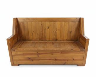 Antique Pine Monks Bench / Settle with Storage