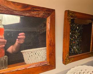 Vintage Wooden Framed Mirrors (Set of 2) - Rustic and Ornate Styles