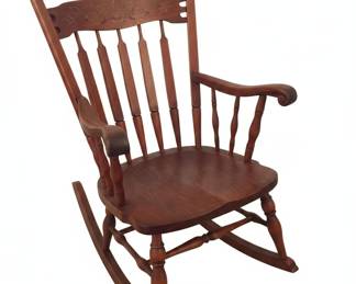 Antique Spindle Rocking Chair with Marquetry Inlay