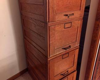 Antique Oak Stacking 4-Drawer Filing Cabinet