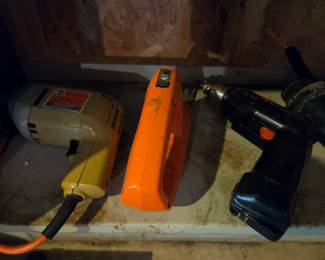 Vintage Black & Decker Electric Drill and Orange Electric Stapler Set