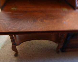 Antique Oak Secretary Desk with Cabriole Legs