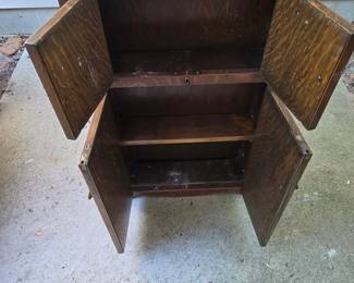 Antique Quarter-Sawn Oak Music Cabinet