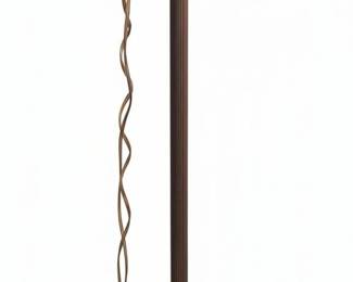 Vintage Three-Light Floor Lamp with Frosted Glass Shade and Ornate Base