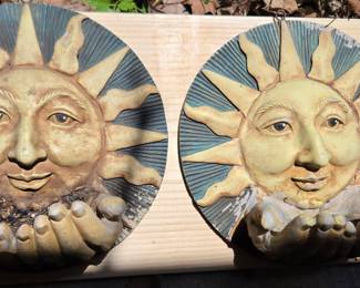 Vintage Ceramic Sun Face Wall Decor (Set of 2)