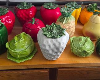 Vintage Ceramic Fruit and Vegetable Canister Set