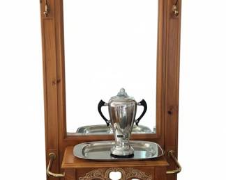 Vintage Pulaski Furniture Hall Tree with Mirror and Shelf