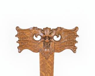Photo 1 of 2 - Carved Oak North Wind Chair Back