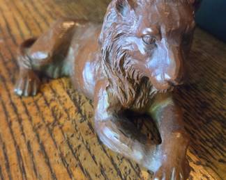 Red Mill Manufacturing "Pecan Shell" Composite Lion Figurine