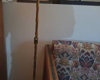 Vintage Stiffel Brass Twisted Column Floor Lamp with Pleated Shade