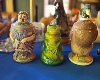 Ceramic Figural Lidded Jars (Set of 3)