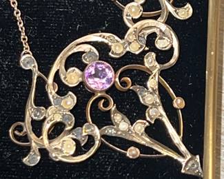 Victorian necklace Gold and Amethyst