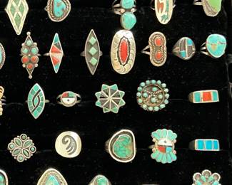 Turquoise and Coral Rings