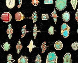 Turquoise and Coral Rings