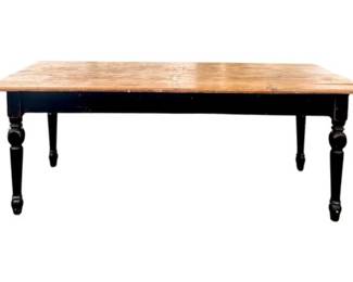 Farmhouse Dining Table With Wood Top & Black Turned Legs