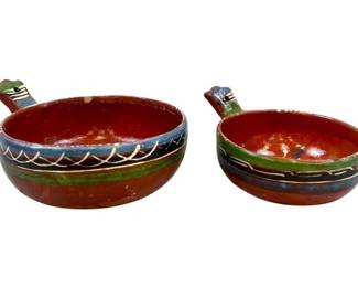Mexican Style Serving Bowl - Ceramic With Painted Design Or Decorative Wall Hanging With Hole