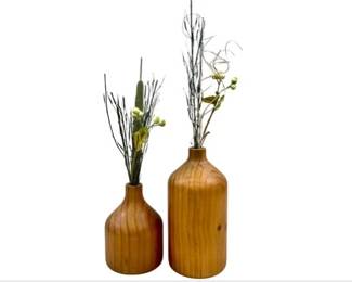 Ukian Teak Wood Bottle Vases - Sized Small & Medium