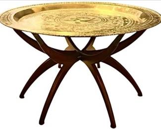 Round Brass Tray Table With Spider Legs