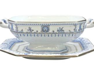 Leopold Blue & White Transferware Ceramic Tureen With Lid And Under Plate