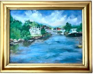 Original Oil Painting By Darien Artist Robert Johnson - Southport Harbor