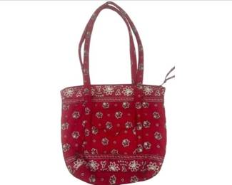 Vera Bradley Retired Red Bandana Quilted Shoulder Bag With Zip Closure