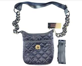 NEW! Haute Shore Quilted Leatherette Puffer Cross Body Bag - Navy Blue