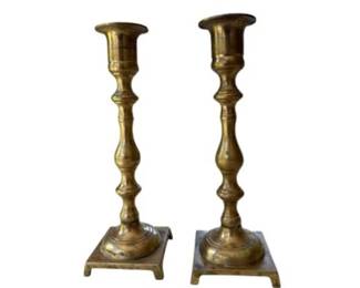 Pair Vintage Brass Candlesticks - 7.5 Inches Tall