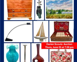 200 lots from Darien CT homes including sterling silver, fine china, original art, summer essentials, and more!