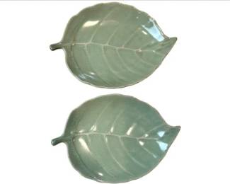 Celadon Porcelain Leaf Accent Plates