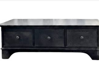 Pottery Barn Black Wooden Coffee Table With 6 Drawers (Drawers Open On Both Sides)
