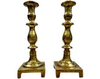 Tall Brass Candlesticks - 10.5 Inches Tall