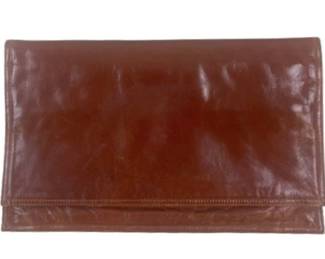 Bergdorf Goodman Leather Flap Front Envelope Clutch Purse With Label