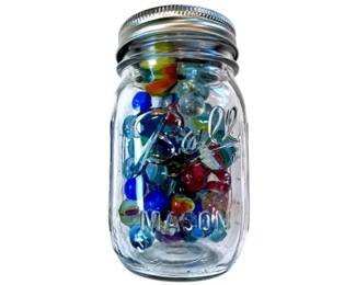 Vintage Marbles In Ball Mason Jar