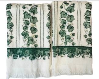 Vintage Terrycloth Kitchen Towels - English Ivy Design