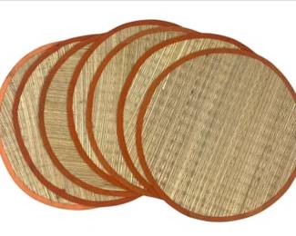 Bamboo Style With Orange Trim Placemats - 6 Piece