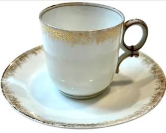 French Porcelain Demitasse Cup & Saucer - Signed Elite France