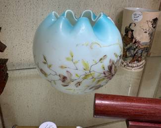 Beautiful hand-painted  antique satin glass