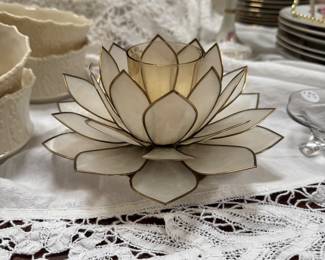 Pair of shell candleholders